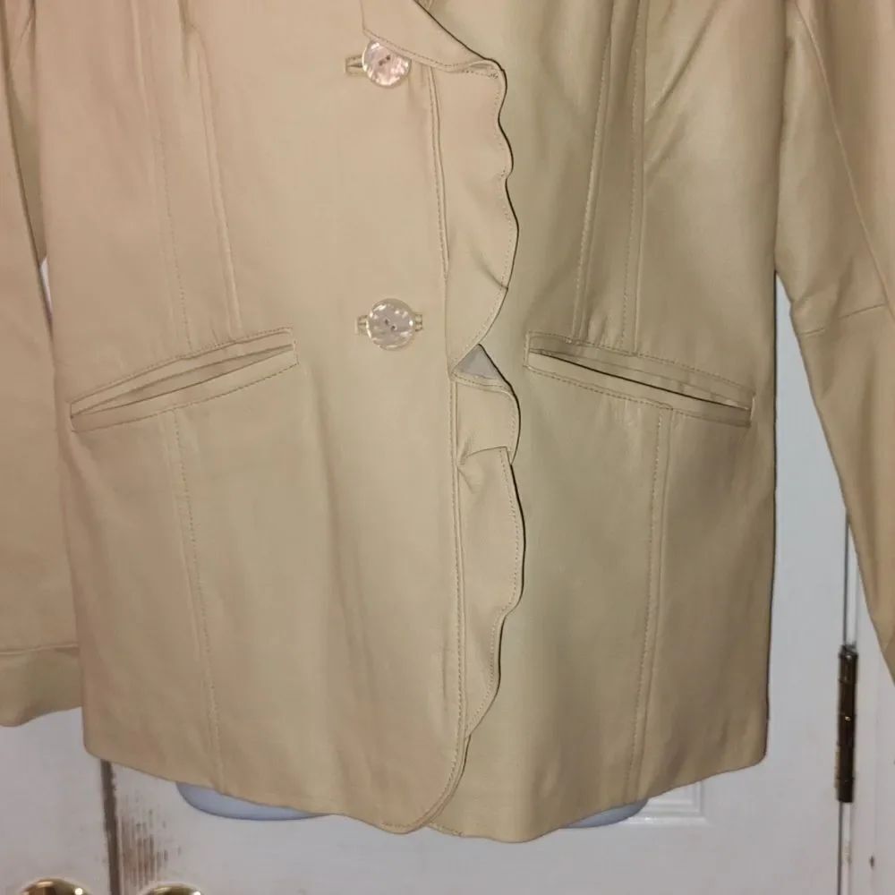 Terry Lewis Classic Luxuries tanish gold leather jacket Sz M NWOT - Picture 2 of 6